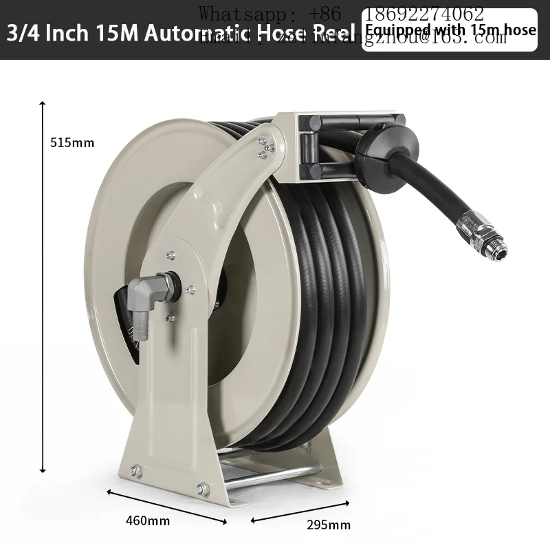 Automatic Telescopic Fuel Water Hose Reel Dispenser Portable High Pressure 15m Metal Rust Resistant Industrial Pro Pump