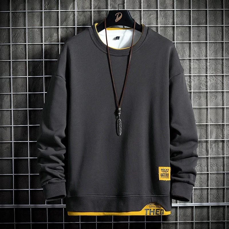 

LIBIELIY 2025 Spring Autumn Men Hoodies Fashion Men Long Sleeve Sweatshirt Patchwork Hoodie Letter Print Quality Jogger Pullover