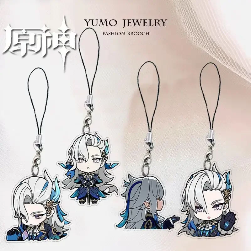 Genshin Impact Neuvillette Expression Acrylic Strap Lanyard For Mobile Phone Case Car Lanyard Strap Charms Pendant Phonestrap