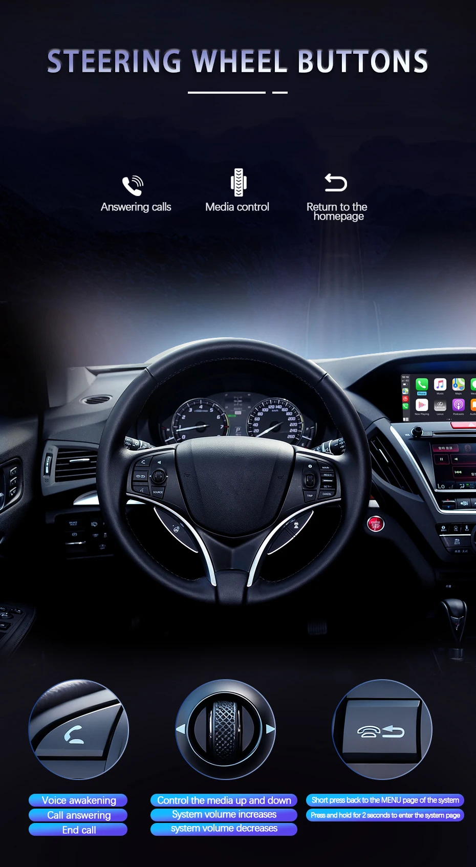 Auto AI Box Wireless Apple Carplay Android Auto für Acura YD3 MDX RDX TLX ILX RLX Honda Odyssey Originalbildschirm unterstützt Spiegelung – Detail 4