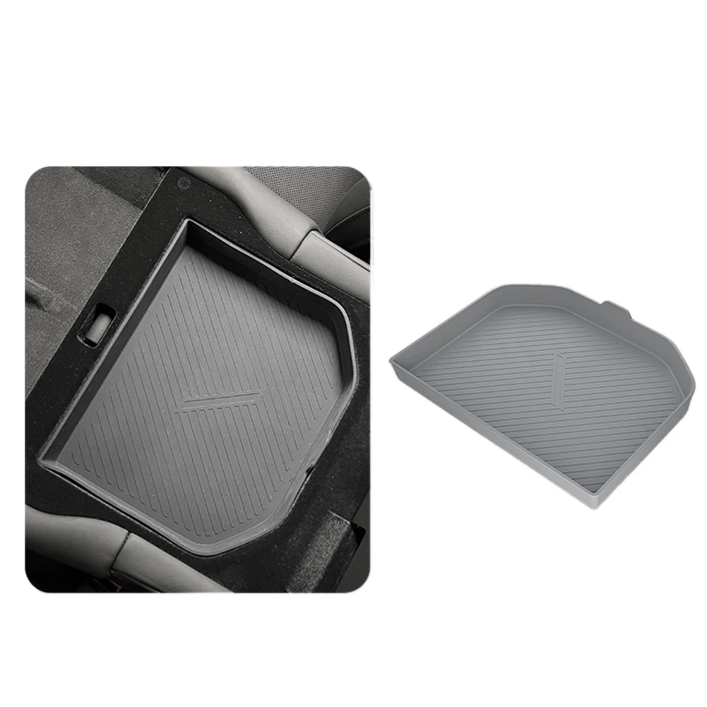 Underlay Back Row Seats Silicone Lower Tray Armrest Box Storage Tank Pad for Tesla New Model S X 2023 Grey