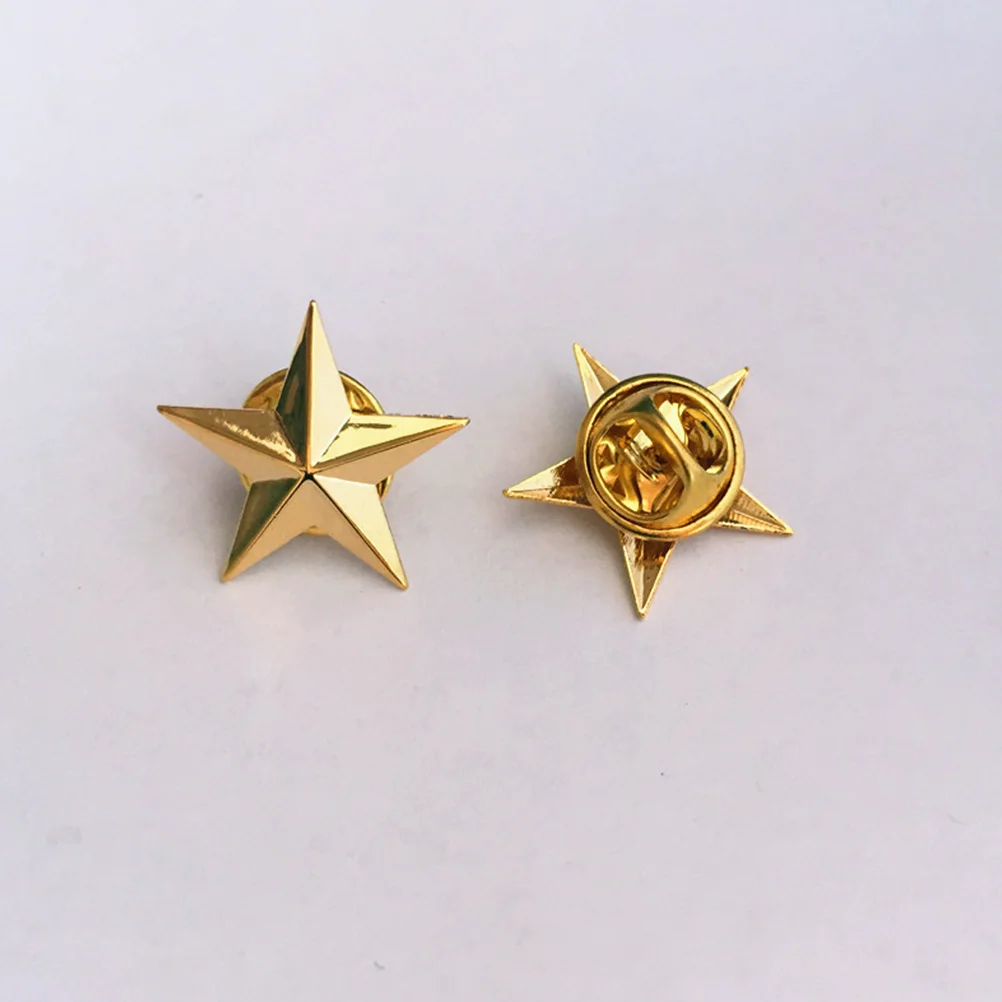 

10pcs Metal Brooch Pins 3D Star Plated For Clothing Hat Backpack Decoration Party Supply Independence Day Gift