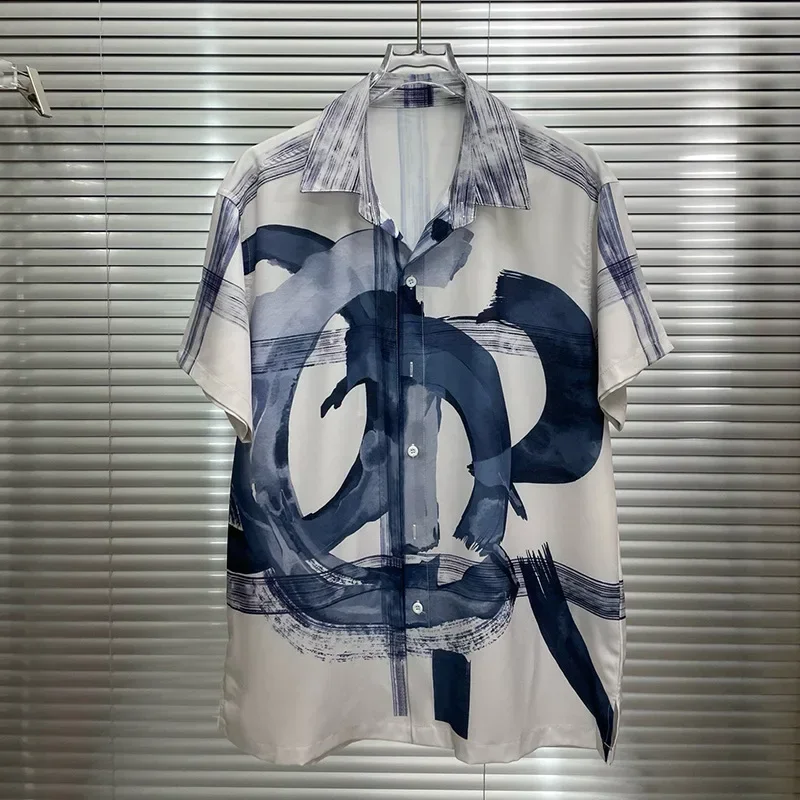 

Luxury Royal Shirts for Men Clothing Desiger 3D Digital Printing Casual Short Sleeve Shirts Camisas Social Masculina De Luxo