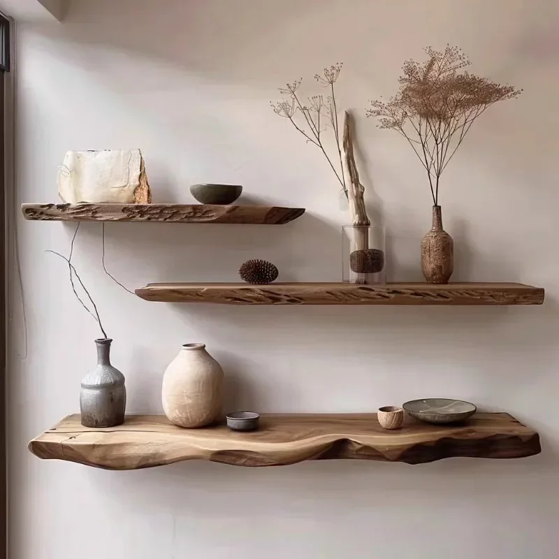yesFloating Wall Shelf Irregular Wood Shelves Aesthetic Bedroom Organizer Rack Nordic Multifunctional Living Room Storage Racks