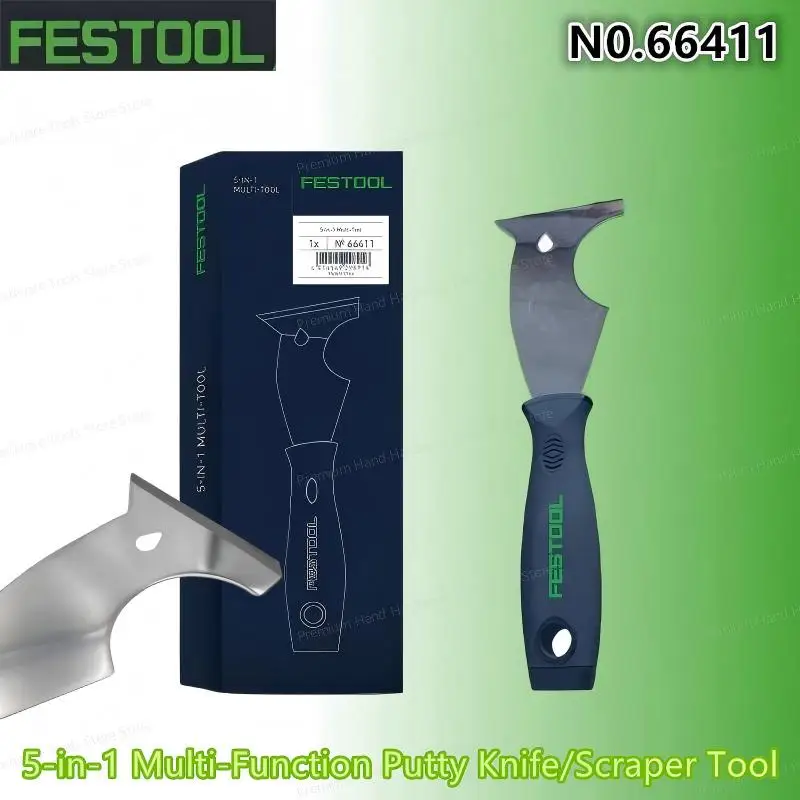 FESTOOL 66411 5-in-1 Scraper, Multi-Purpose Paint Spatula, Nail Puller, Cement Mortar Trowel Manual Tool