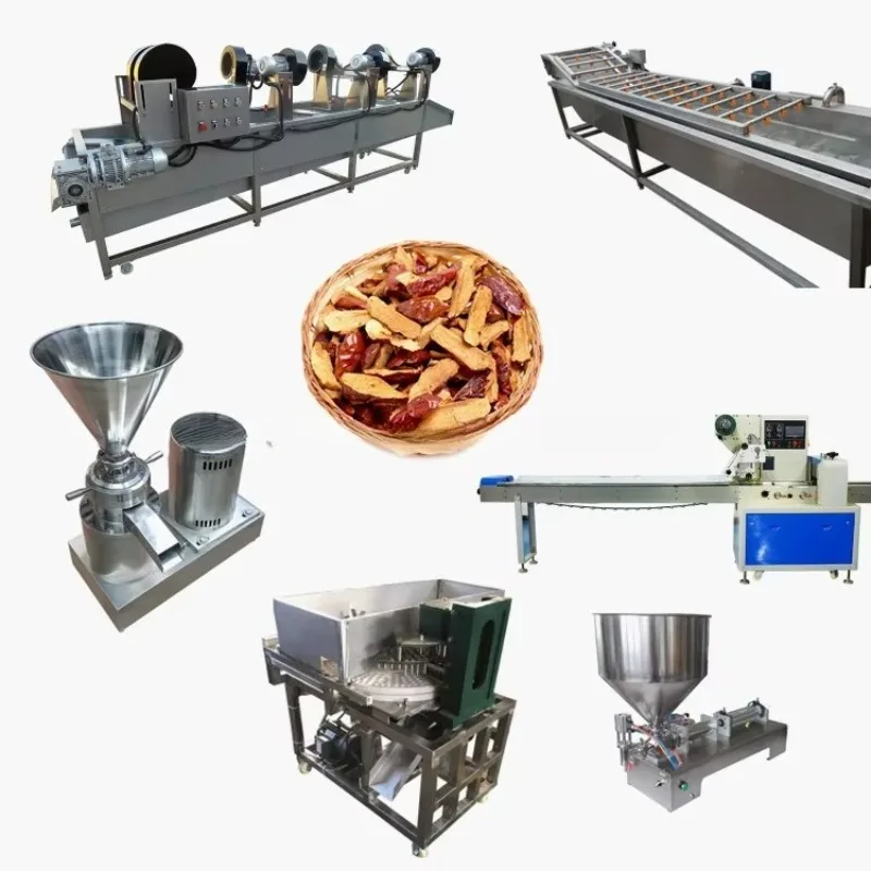 Full Automatic Red Date Deep Processing Line Jujube Washing Pitting Grinding Packing Machine Customized