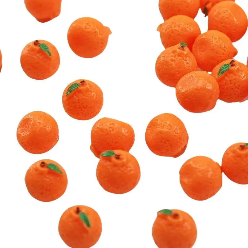 5PCS Lifelike Mini Orange Tangerine Model Realistic Fake Miniature Fruit Ornament for Desktop Dollhouse Home Table Decoration