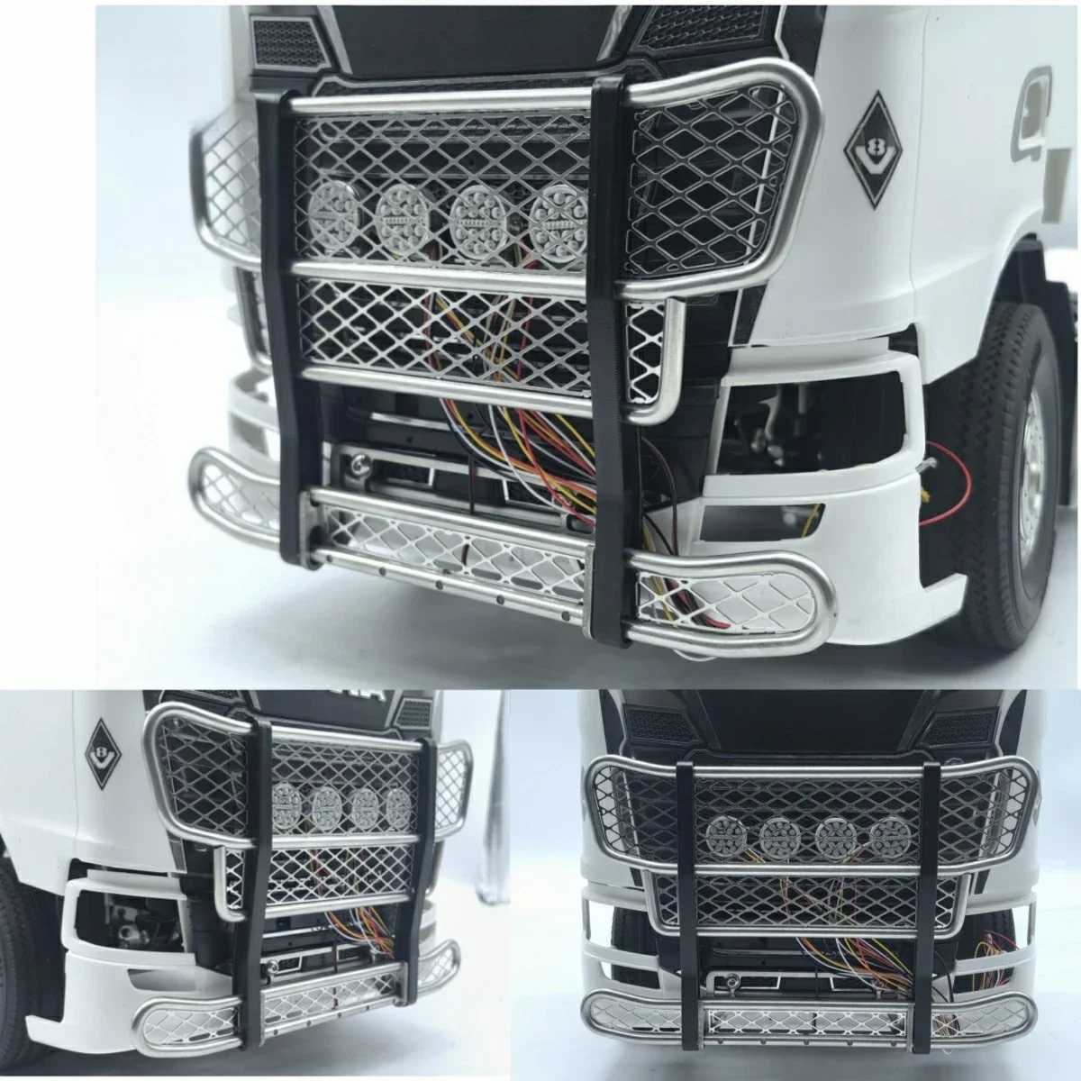 LED Front Collision Avoidance Front Bumper for 1/14 Tamiya RC Truck Car Scania 770S 6X4 56368 8X4 56371 Diy Parts Toys