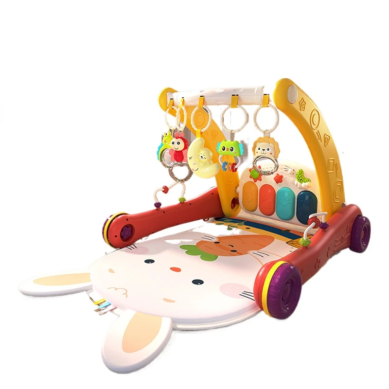 Baby Pedal Multi-functional Fitness Rack Music Toy 2-in-1 Baby Walker Trolley Walker for Baby