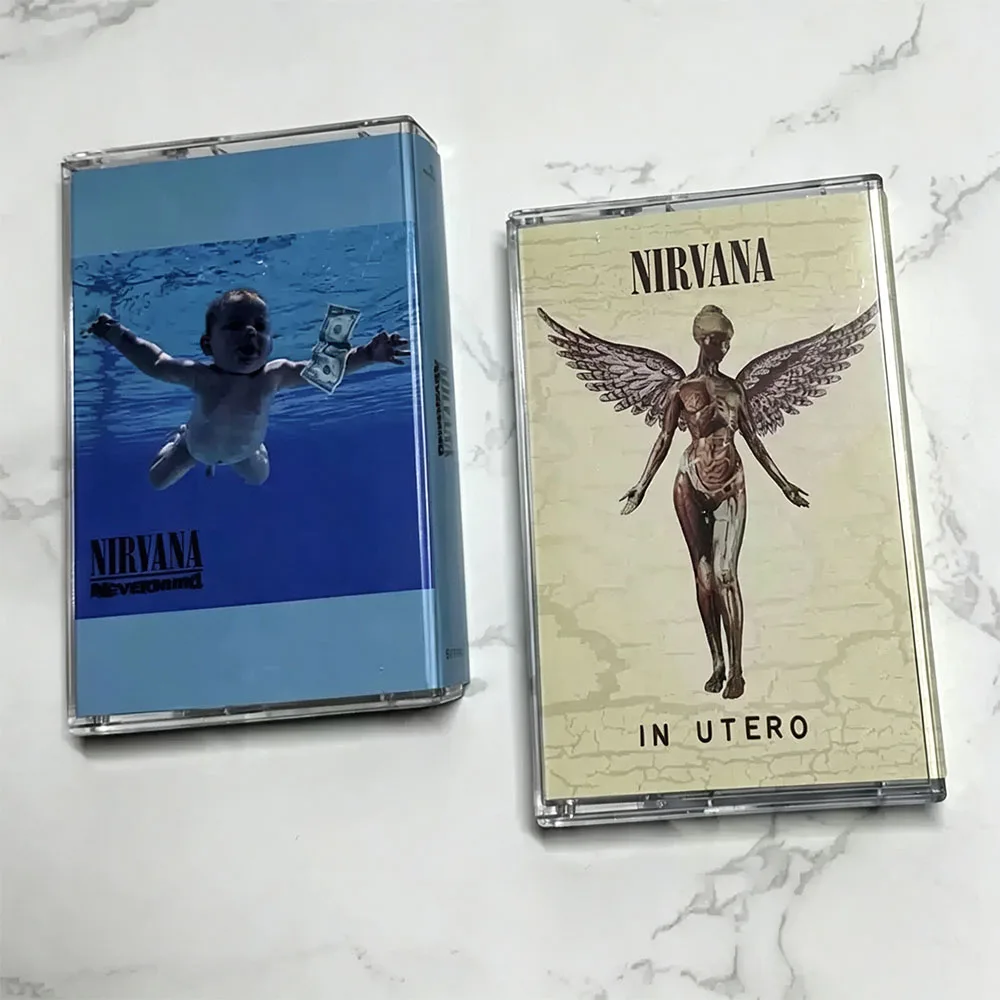 Cassette of 'Nevermind' and 'In Utero' – Seattle Grunge Trash Rock Double Classic Albums, Alternative Rock Physical Collection