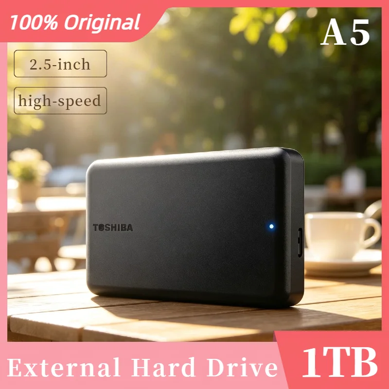 

Genuine OEM For Toshiba A5 Series Small Black 2.5" Portable HDD USB 3.2 Gen1 High Speed 1TB Compatible Mac Max