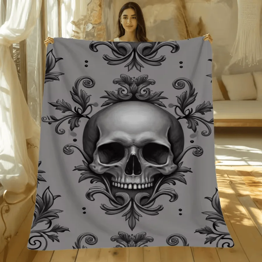 Halloween Flannel  Blanket Pumpkin Ghost Print Super Warm Cozy for Bed Sofa Living Room Home Decoration Holiday Gift
