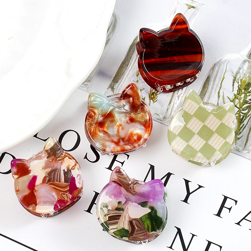 2 Pcs Korean Crab Claw Geometric Cute Cat Ears Kawaii Girls Children Hair Clips Barrettes Fashion Hair Accessories
