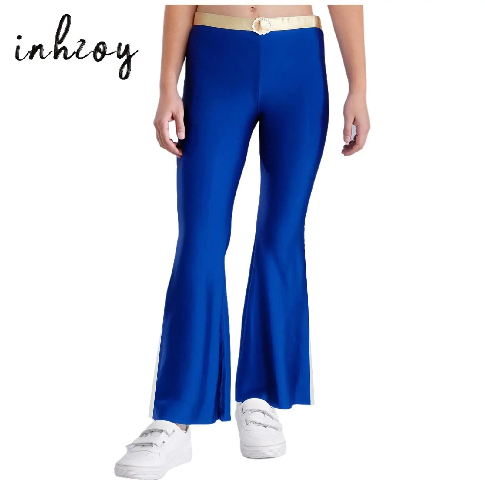 

Kids Girls 70s 80s Disco Dance Pants Hippie Pants Ballroom Performance Costume Elastic Waist Patchwork Bell Bottoms Flared Pants