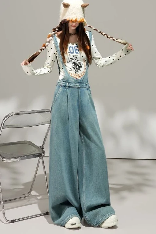 

Весенне-летний новый женский комбинезон с широкими штанинами на бретелях, свободный крой, в стиле ковбой.