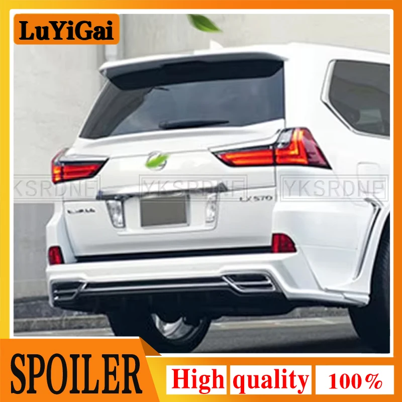 Car Styling For Lexus LX570 2016 2017 2018 Exterior ABS Plastic Gloss Black White Painted Color Rear Boot Trunk Wing Lip Spoiler