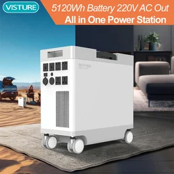 5120Wh Energy Storage Station LifePO4 Battery Solar Panel Home n Outdoor 220V AC DC Power Supply Built in 5KW Inverter MPPT BMS