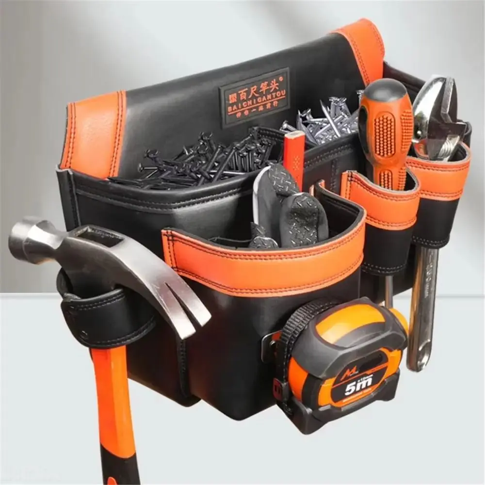

Pockets Waist Bag Tape Measure Storge Hammer Holder Multifunctional Tool Bag Leather Wrench Holder Waist Belt Pouch Electrician