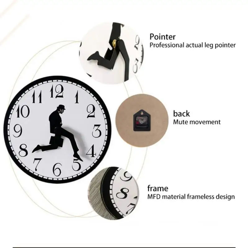 Walks Wall Clock British Comedy Inspired Ministry Of Silly Walk Wall Clock Classic Wall Watch Funny Walking Silent Mute Clock