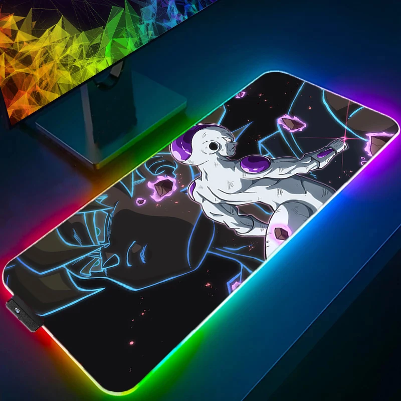 RGB LED アニメマウスパッドゲーマーゲーミングマウスパッドデスクマット D-ドラゴン B-ボールプレイマットコンピュータおよびオフィスキャビネットキーボードパッド