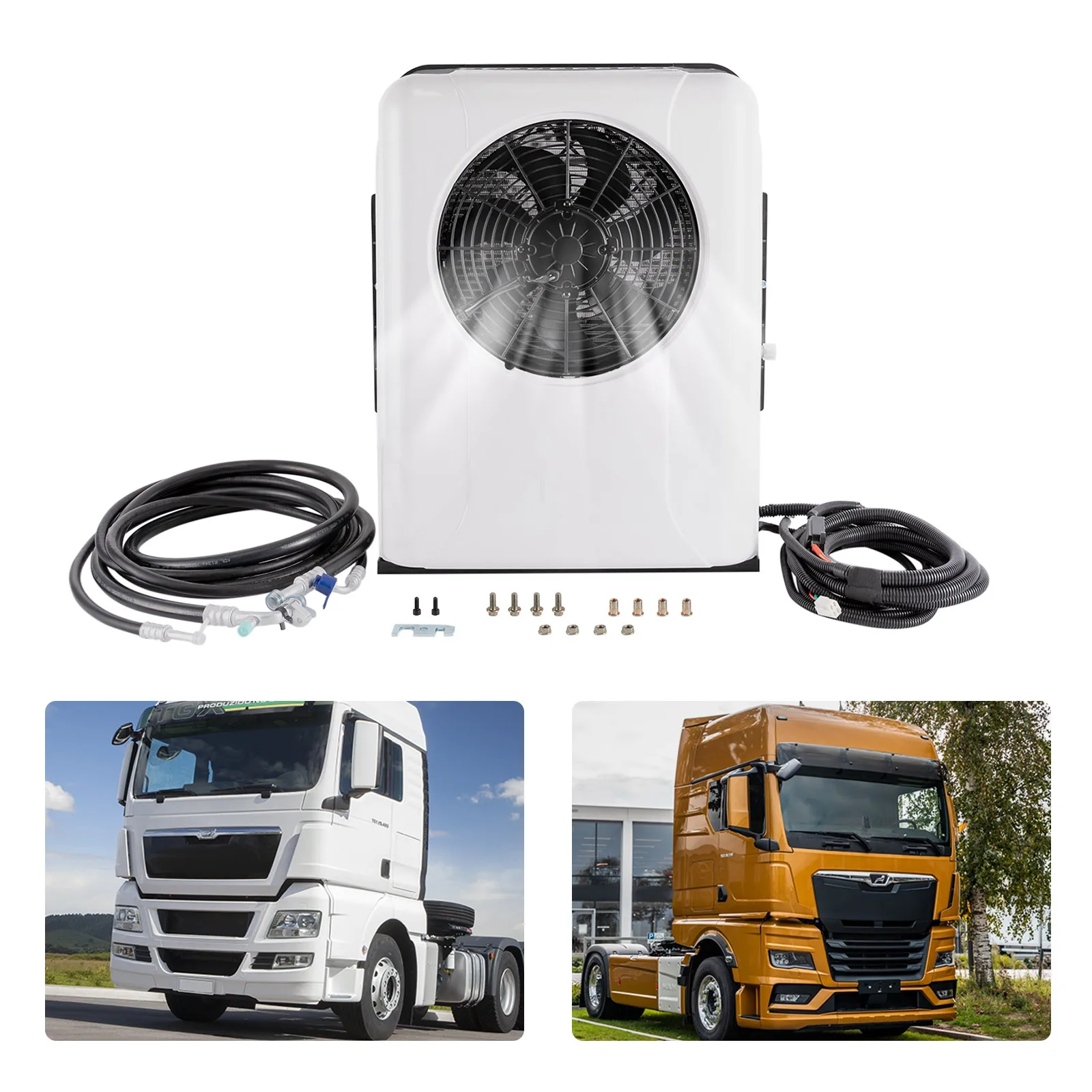 

24V Truck Bus Air Conditioner, Split System with Indoor & Outdoor Units (White), 950W, 1000-3000W Cooling, for Cabs Within 6㎡