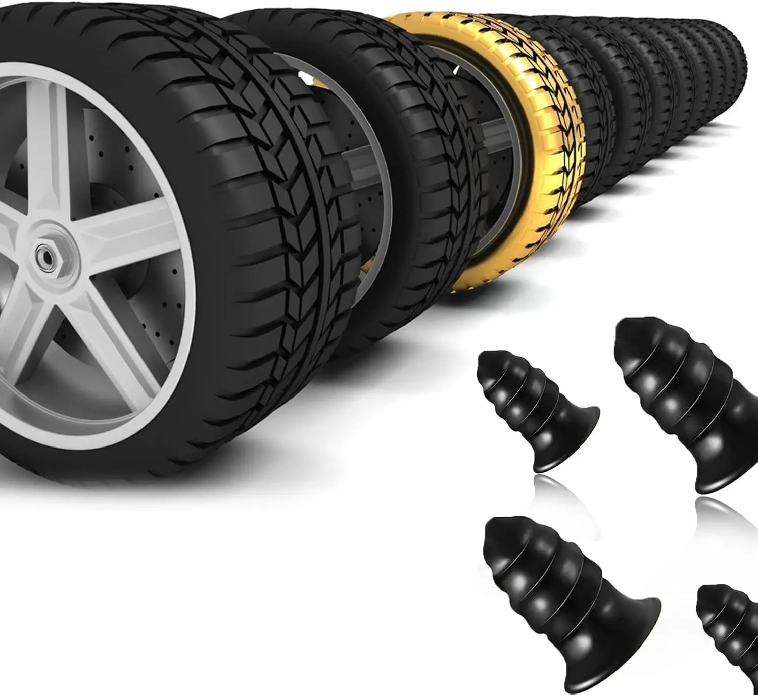 10 Pieces Rubber Nail for Bike Tires, Rubber Nails for Tire Repair, Vacuum Tire Repair Nails with Screwdriver, Tire Repair Kits