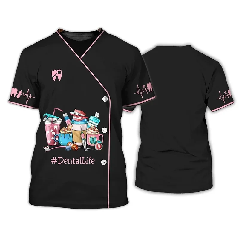 1 Piece Custom Your Picture 3D Nurse Doctor Cosplay Print T Shirt Dental Practitioner Garphic T-Shirts For Men Kid Fashion Funny