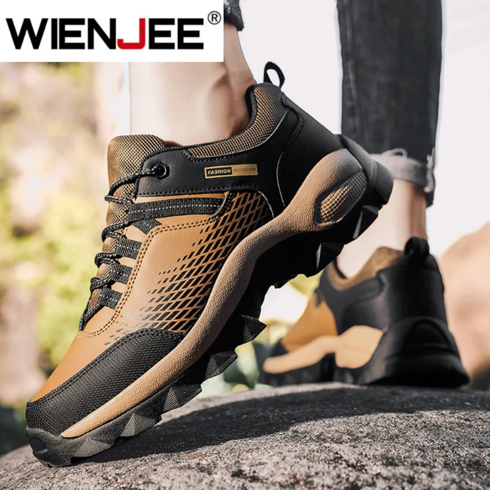 Men's Anti-Skid Hiking Shoes Breathable Lace Up Trekking Male Wear-resistant Outdoor Climbing Sneakers image 2