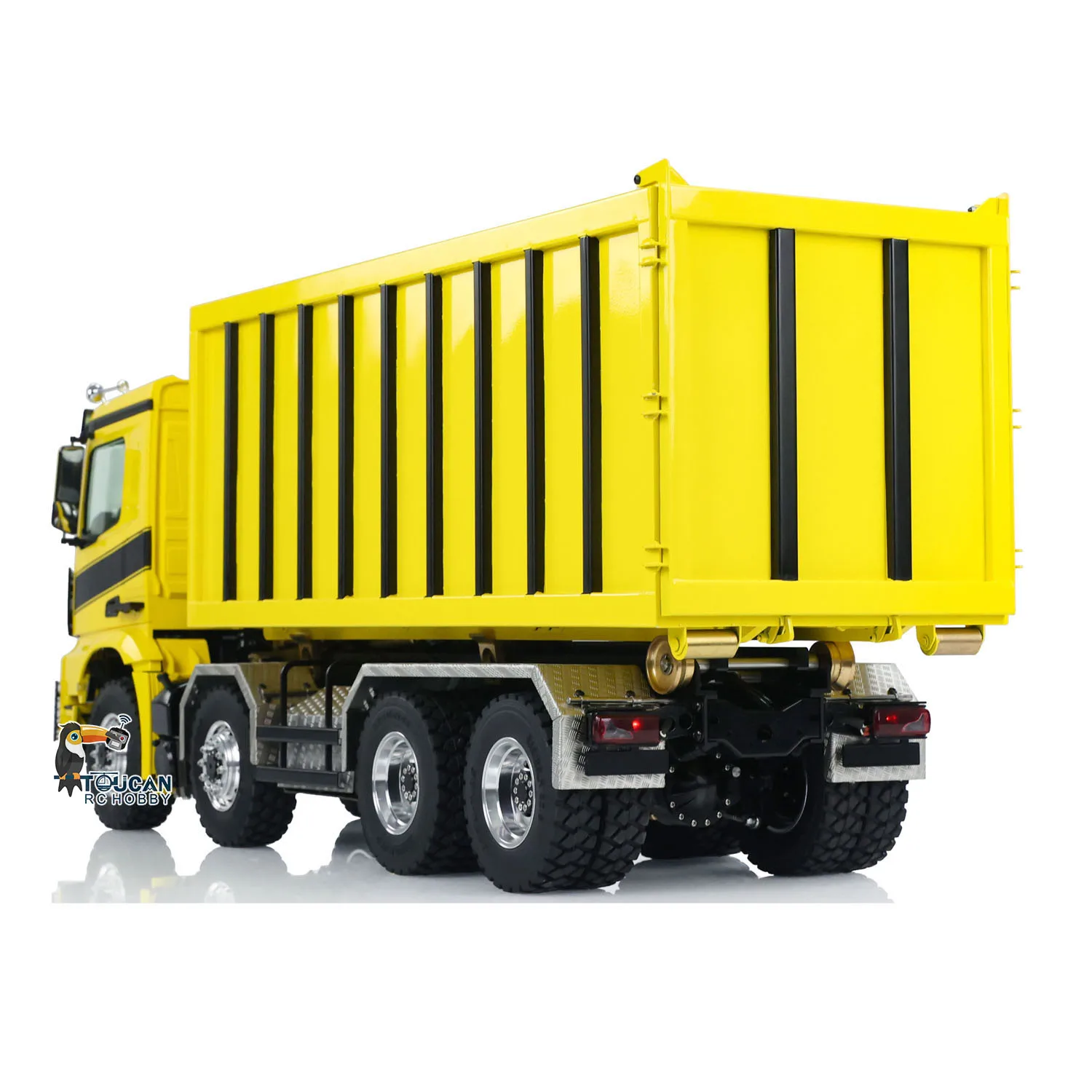 RTR LESU RC รถบรรทุกไฮดรอลิก 1/14 รีโมทคอนโทรลโลหะ Roll On/Off Tipper ถังขยะรถ 2-speed รุ่น Light เสียง