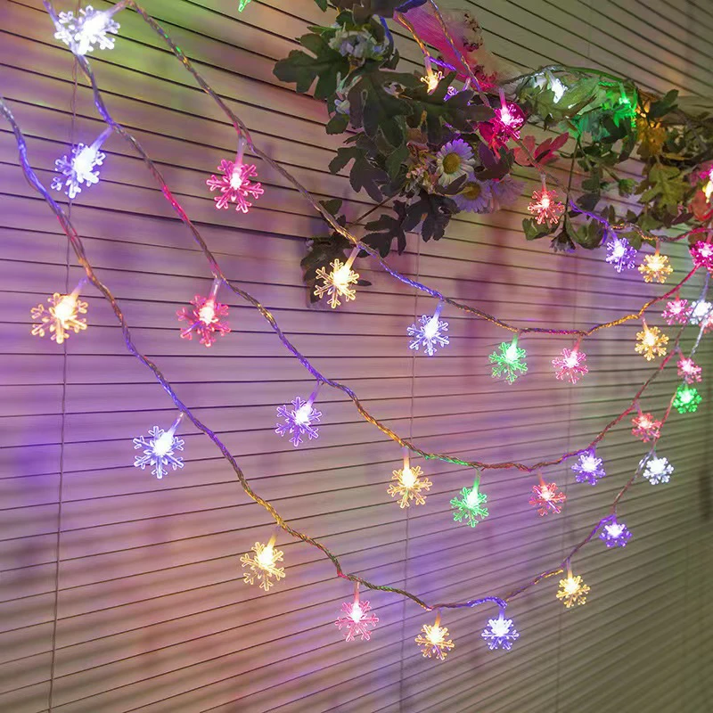 Christmas Decoration Snowflake Ball String Lights Festival Led Light Street Garland Holiday Lighting New Year