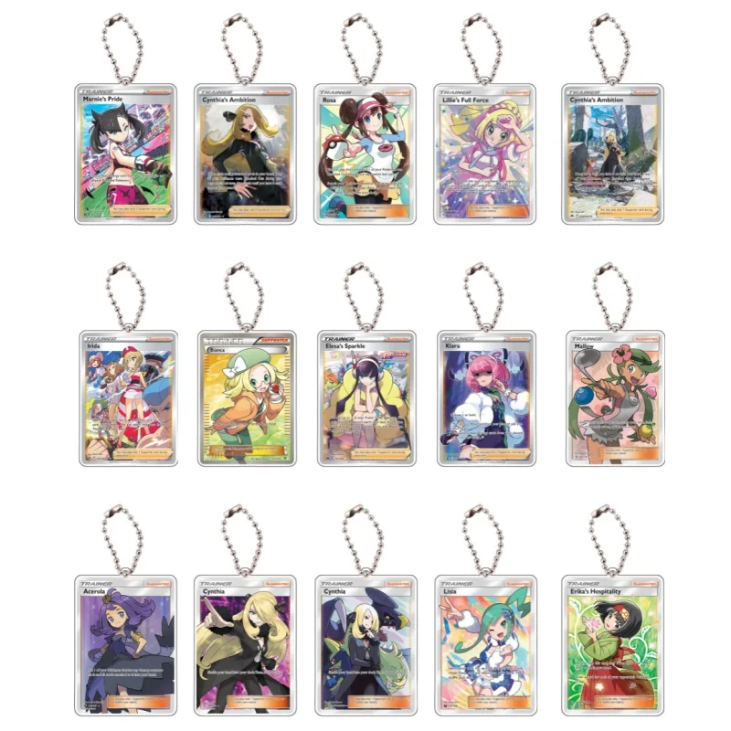 Pokemon Trainer Cynthia Marnie Lillie Rosa Elesa Self Made Acrylic Keychain Pendant Anime Classics Game Collection Toy Gift