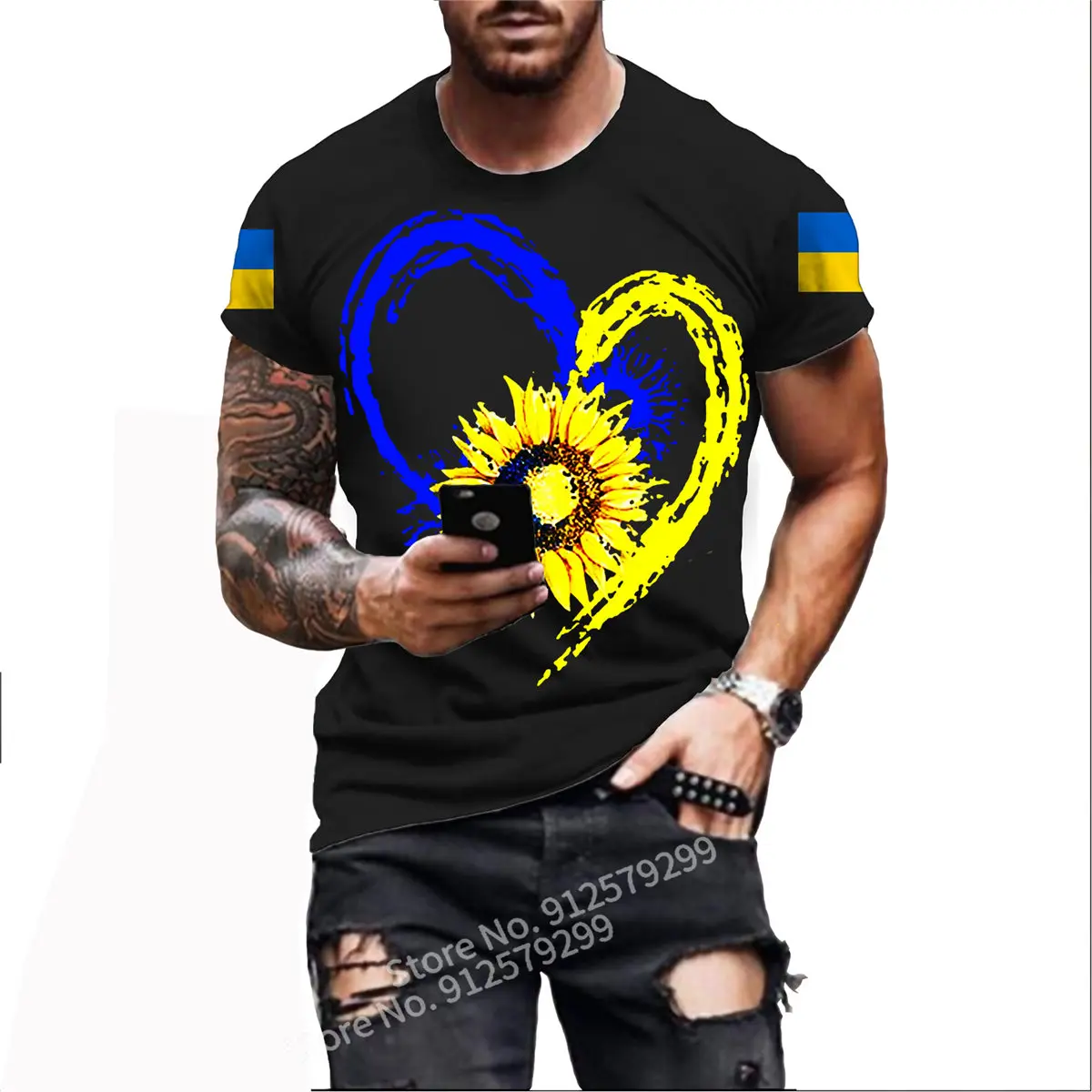 Cool Ukraine Flag Sunflower T-shirts Letter Ukrain Print Tee Shirt Men/women Summer Tshirt Oversized Clothes