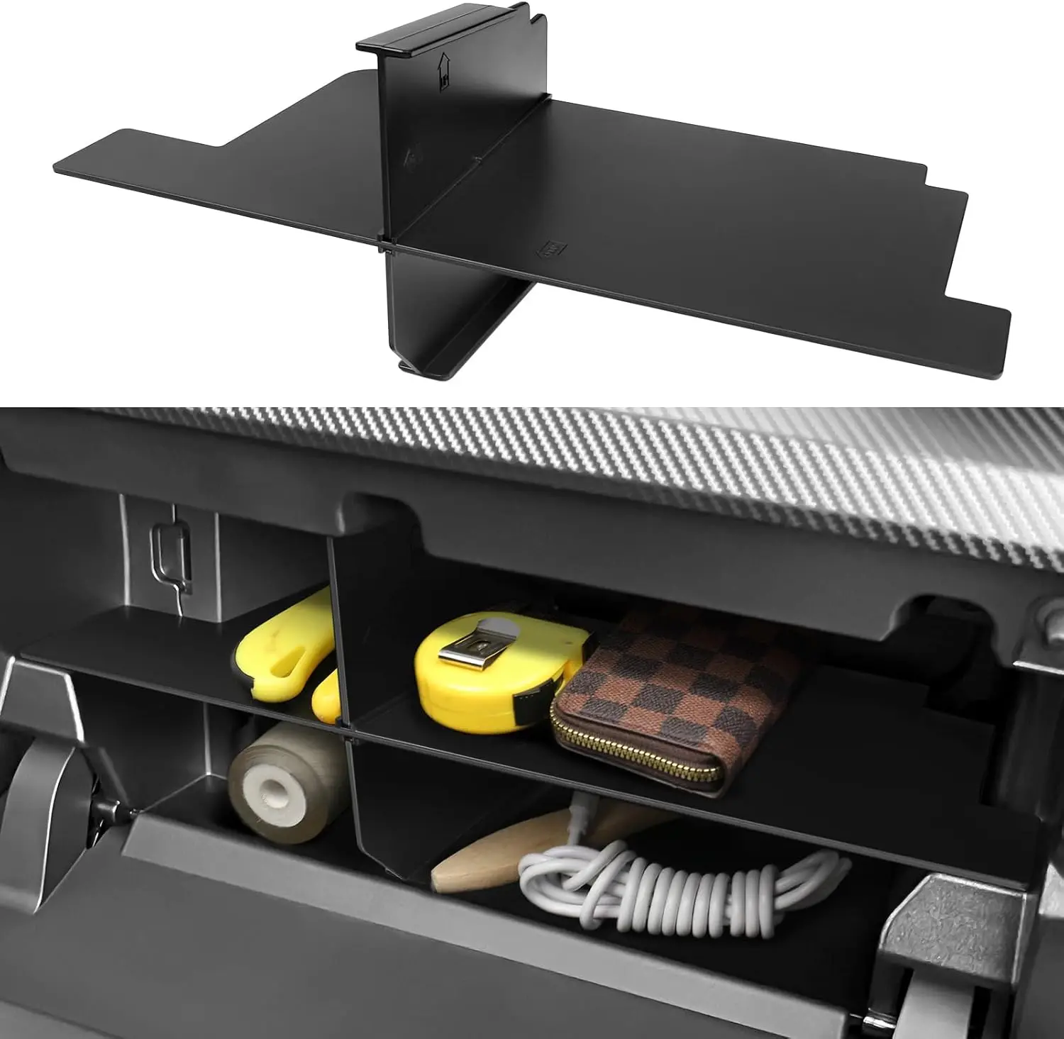 

Glove box divider storage box compatible Toyota Tacoma 2024 2025 accessories black ABS plastic material center console storage h