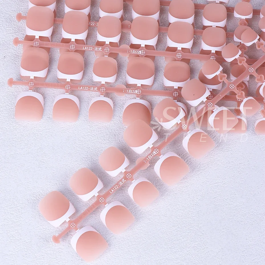 160 Uds. De uñas artificiales cuadradas cortas francesas, cubierta completa rosa, puntas de uñas postizas acrílicas, suministros para uñas, herramientas para mujeres