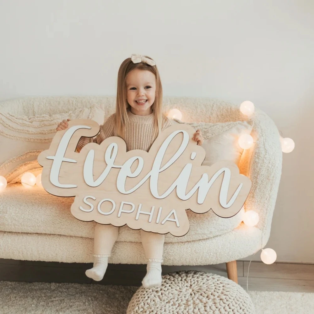 Customized Baby Name Sign Bedroom Decoration Personalized Birthday Baby Gifts Wedding Name Party Sign Nursery Sign Wooden Plaque