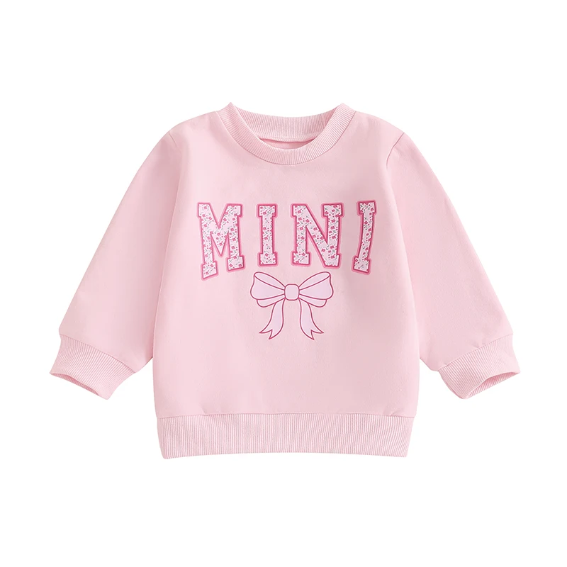 

Family Matching Autumn Sweatshirt Parent-child Long Sleeve Crewneck Letter Bow Print Pullover