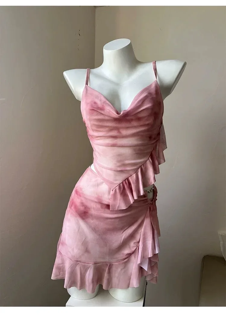 Sommer Elegante 3-Stück Bikini Set Frauen Gefühl Badeanzug Cover-Up Rock Strand Urlaub Sexy Badeanzug Chic