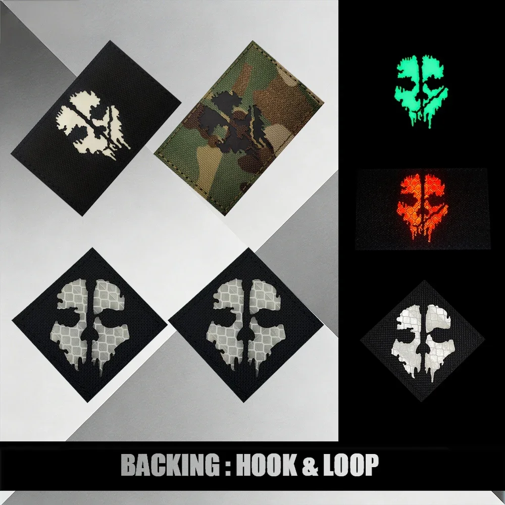 

Тактические нашивки «Ужасная маска призрака» светоотражающие, на плечо, для самостоятельного пришивания на куртку, с креплением на липучке