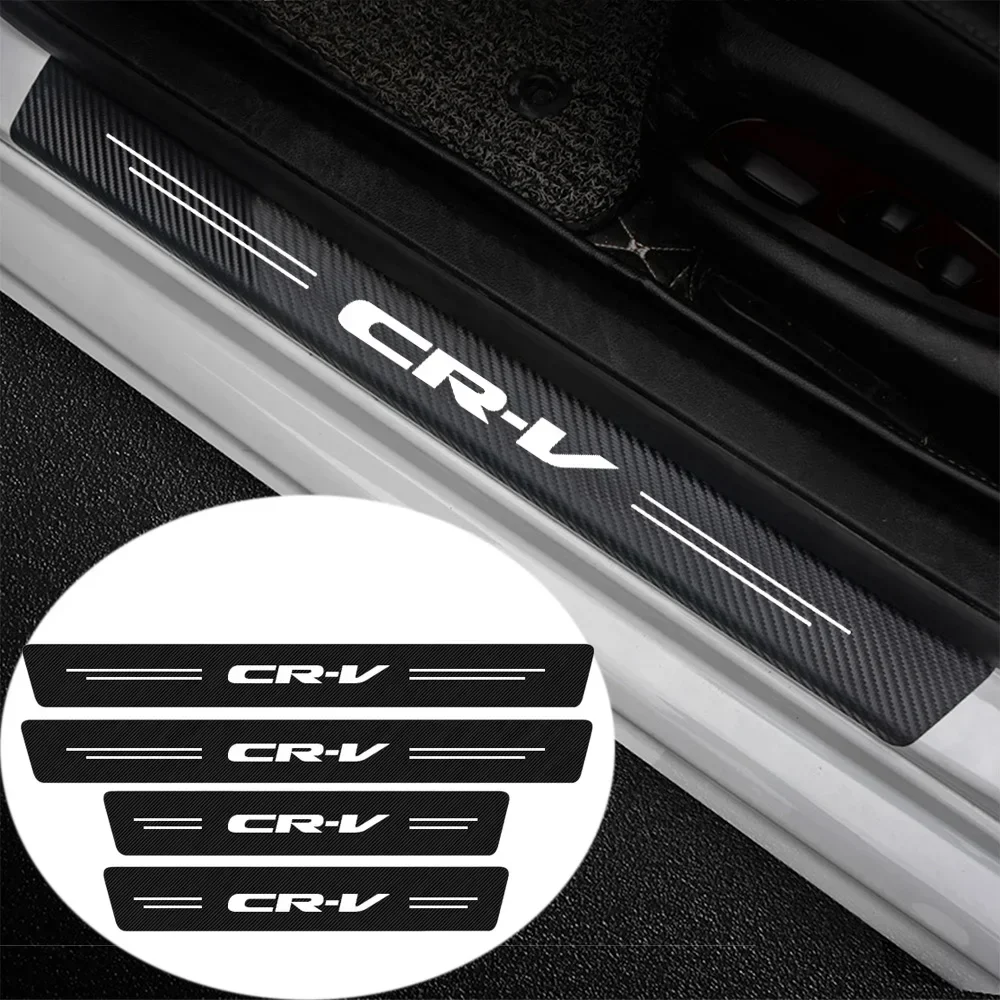 

Carbon Fiber Car Door Sill Protector Trunk Guard Bumper Stickers Decals for Honda CR-V CRV Logo 2021 2019 2018 2017 Accessories