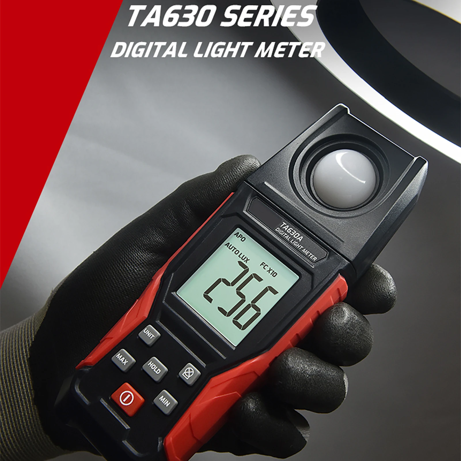 TASI Digital Light Meter Illuminance Lux Meter with Record Function LCD Display Measurement Range Flexible Sensor Light Tester