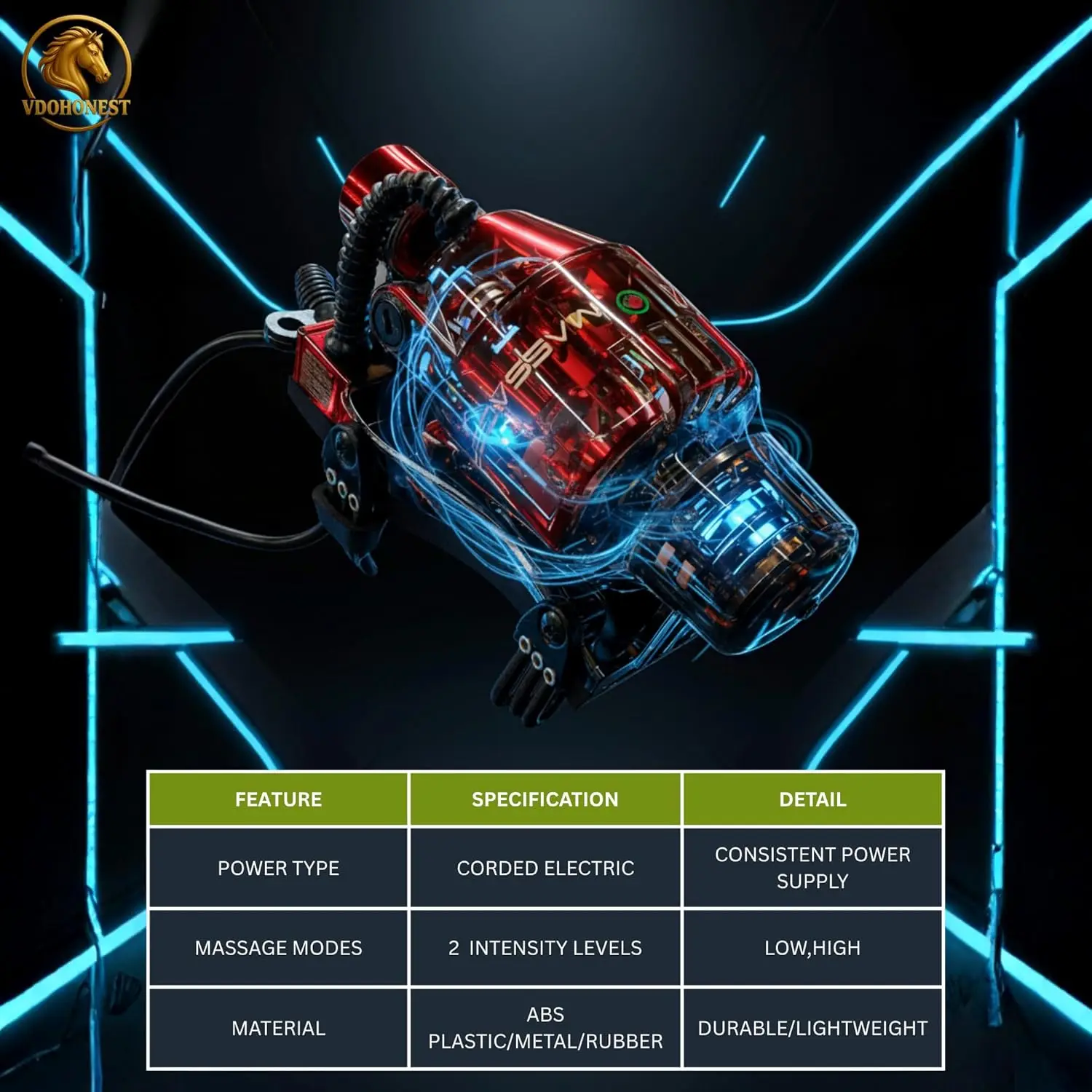 عمل عائم قوي مزدوج السرعة لتدليك الجسم بالكامل يعمل بالطاقة الكهربائية، مدلك الحلاق باللون الأحمر