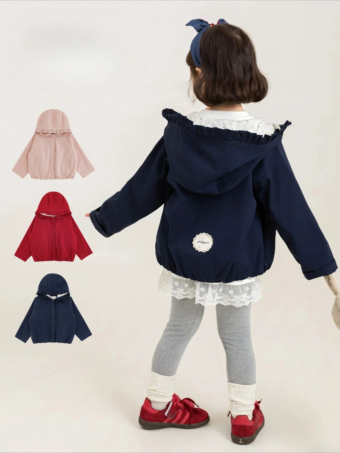 Girls hooded coat autumn new pure cotton outdoor windproof outerwear loose cute cargo top kids clothing 2-10Y
