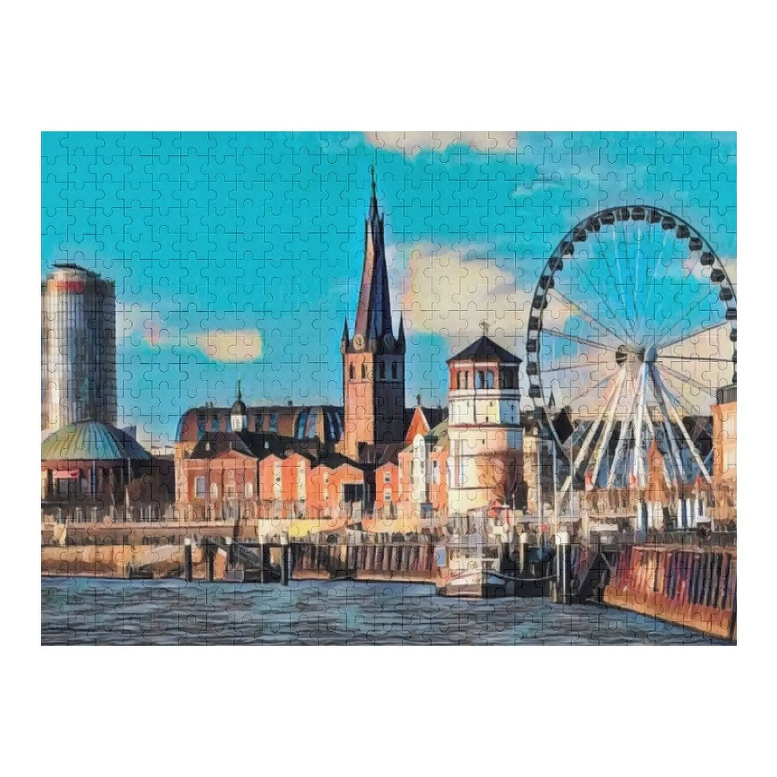 

Dusseldorf Cityscape Jigsaw Puzzle Children Custom Wood Name Personalized Baby Toy Puzzle