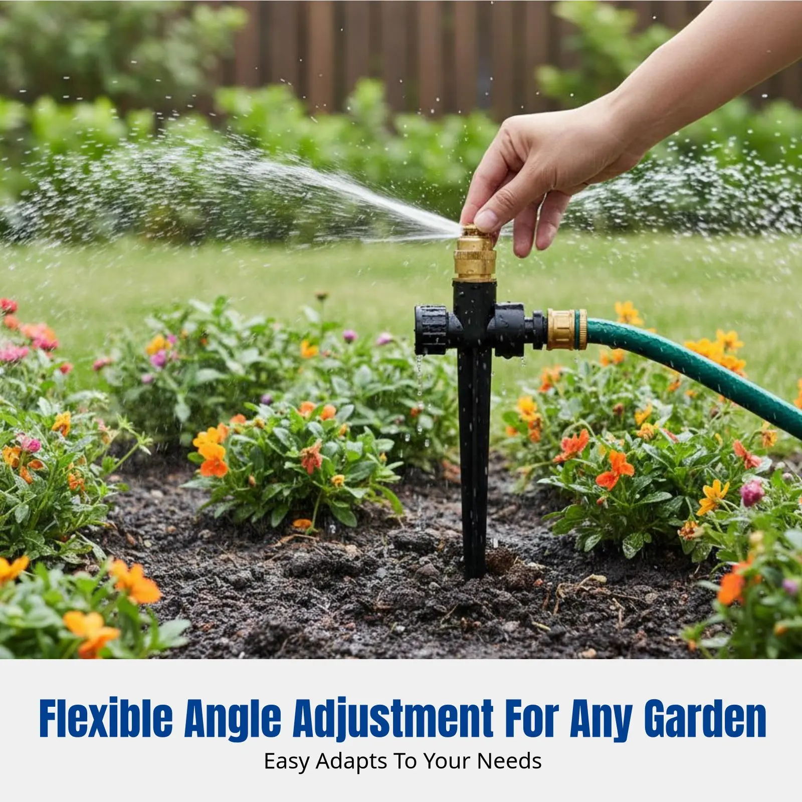 Adjustable 360° Metal Sprinkler, Aluminum Alloy Stake, Brass Head, Garden Watering Tool