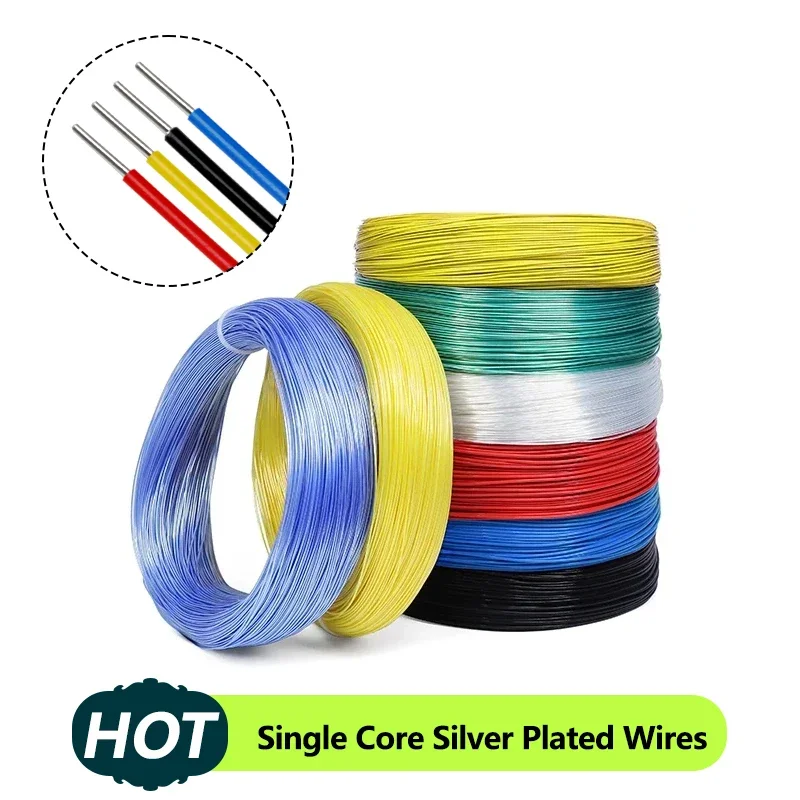 

5/10/20/50M Single Core PTFE/FEP Insulation Silver Plated Wire High Purity OFC Copper Cable HiFi Audio Speaker Headphone Line