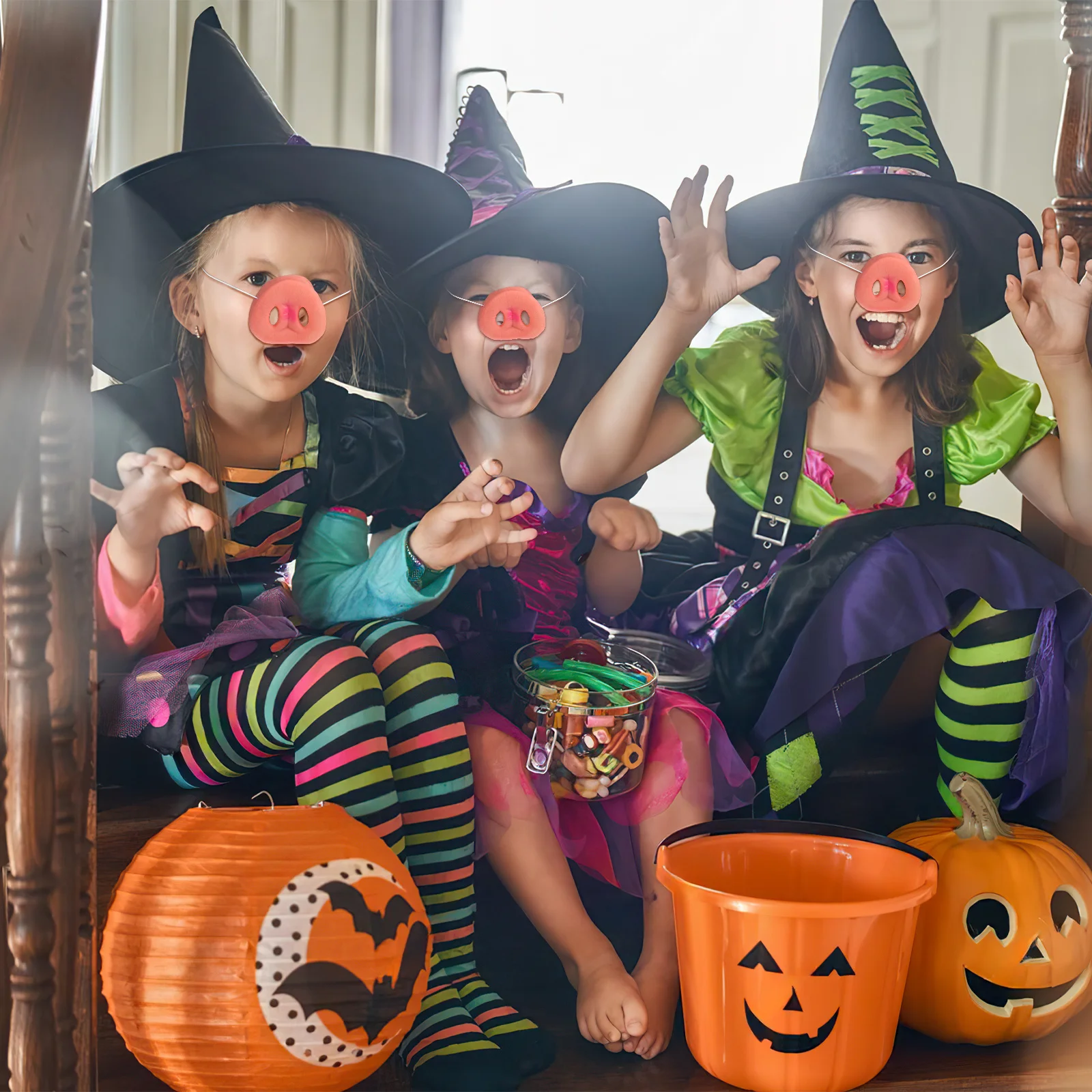 

3 pcs Vinyl Pig Nose Mask Cute Soft Elastic Adjustable For Party Costume Cosplay Prop Masquerade Animal Nose Wearable For Adults