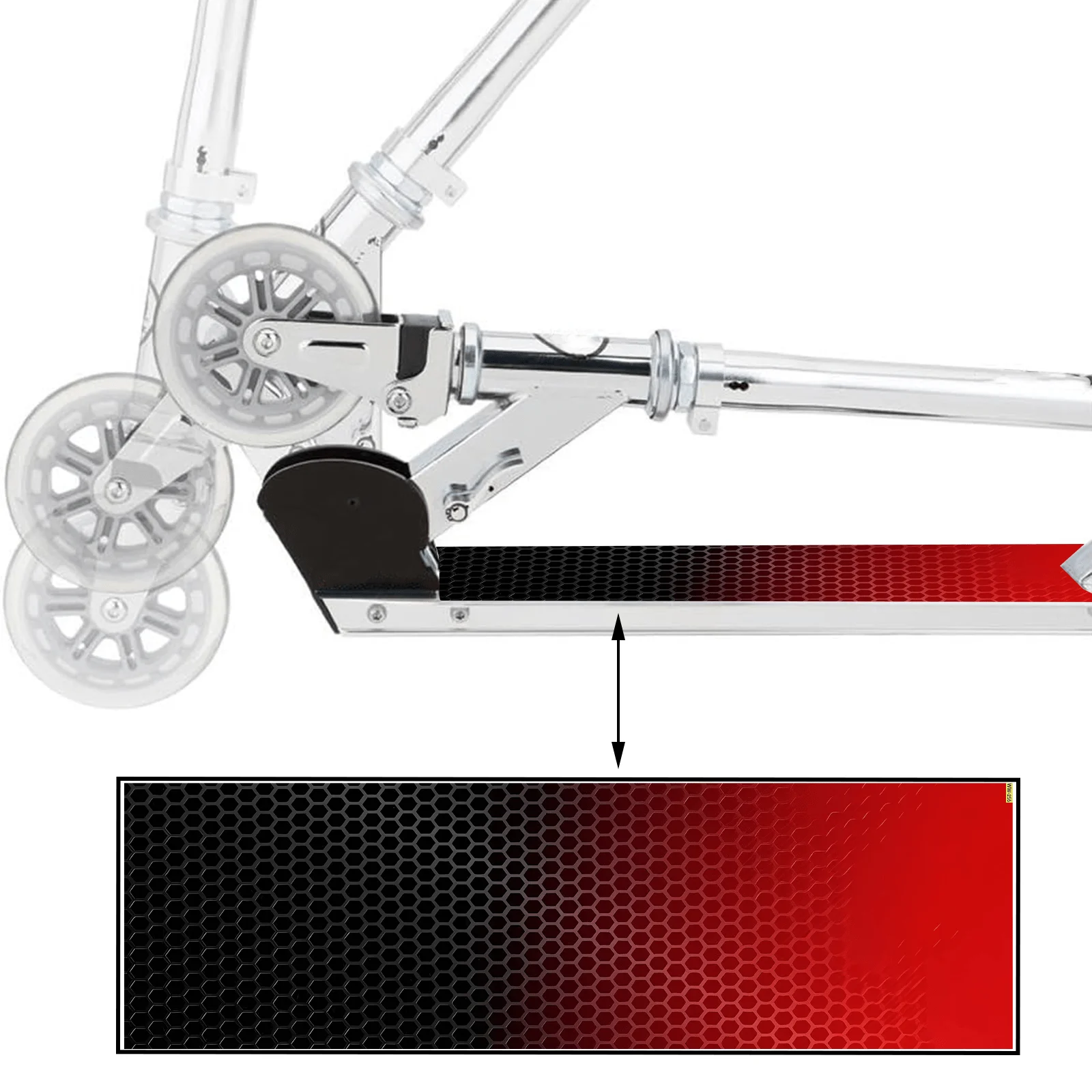 Red and black gradual change honeycomb pattern scooter sticker, skateboard sticker, scooter floor mat sticker, personalized cool