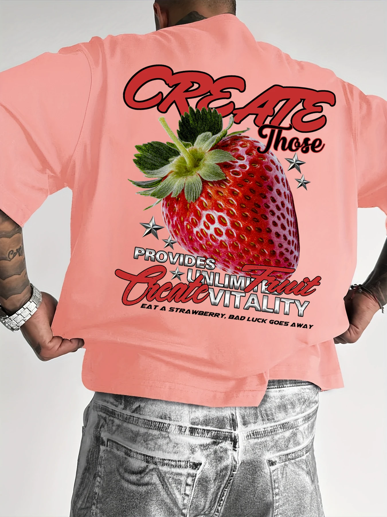 Create Vitality Realistic Strawberry Oversized Tee
