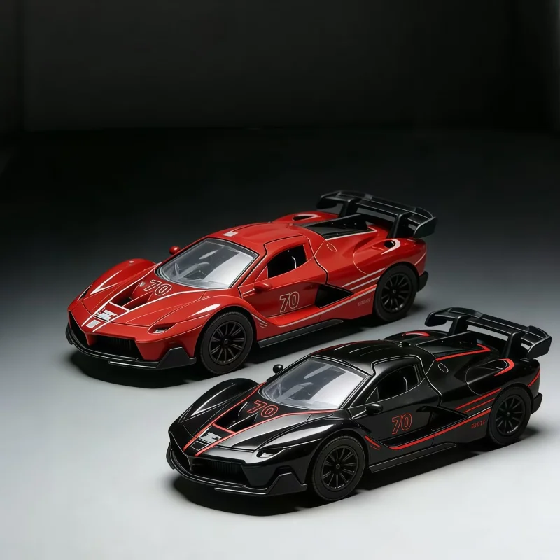 1:36 Scale Alloy Car Model, Track Racing Super Sports Car, Brightly Colored Metal-Cast Vehicle, Hinged Pull-Back Mechanism, Door