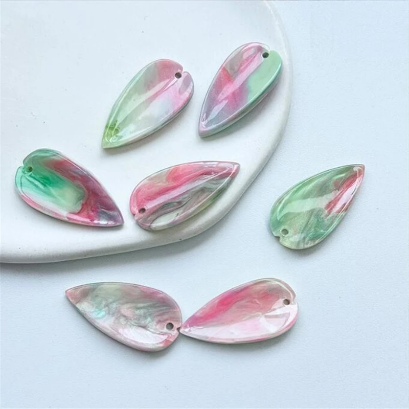 10pcs/lot new creative Imitate shell leaves beads acetic acid connectors for diy earrings hairpin jewelry making accessories